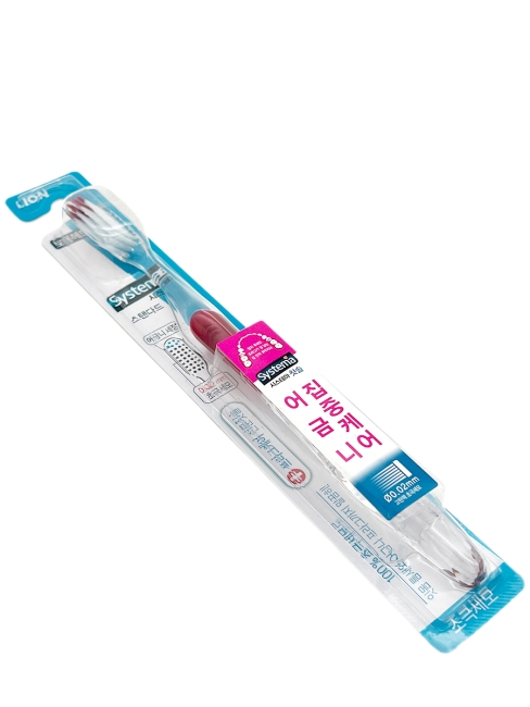 Lion Компактная зубная щетка средней жесткости красная Systema Tartar Red Red, 1 шт Lion Компактная зубная щетка средней жесткости красная Systema Tartar Red Red, 1 шт