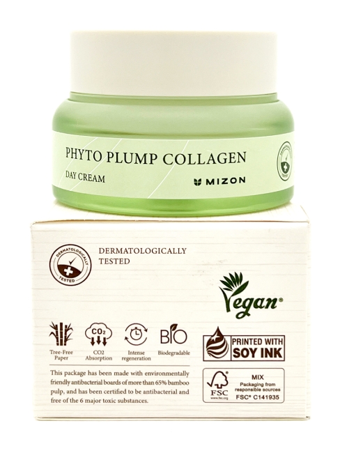 Mizon Дневной крем для лица Веган формула с фитоколлагеном Phyto Plump Collagen Day Cream, 50 мл Mizon Дневной крем для лица Веган формула с фитоколлагеном Phyto Plump Collagen Day Cream, 50 мл