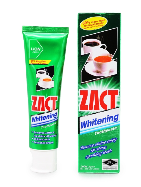 LION Зубная паста отбеливающая против кофейного и чайного налёта Zact Whitening Toothpaste, 150 г