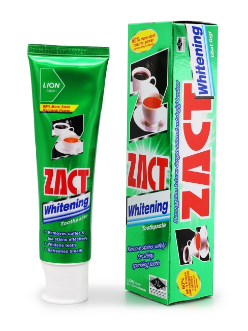 LION Зубная паста отбеливающая против кофейного и чайного налёта Zact Whitening Toothpaste, 150 г