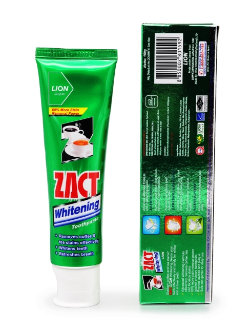 LION Зубная паста отбеливающая против кофейного и чайного налёта Zact Whitening Toothpaste, 150 г