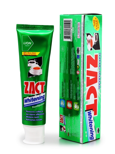 LION Зубная паста отбеливающая против кофейного и чайного налёта Zact Whitening Toothpaste, 150 г