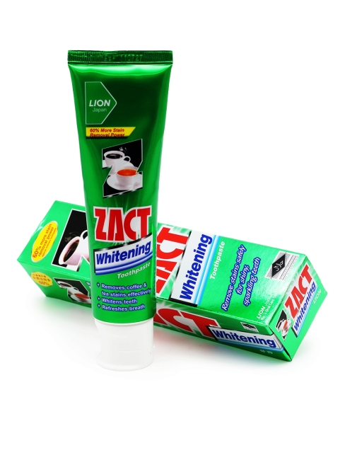 LION Зубная паста отбеливающая против кофейного и чайного налёта Zact Whitening Toothpaste, 150 г