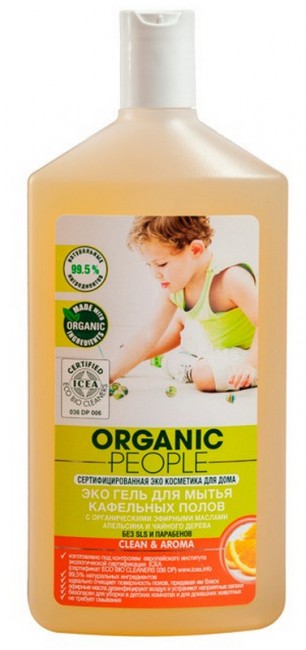 Organic People Эко гель для мытья кафельных полов с органическими эфирными маслами апельсина и чайного дерева, 500 мл