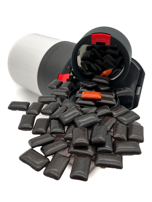 LOTTE Жевательная резинка с кофеином в банке Black Black Gum Drop, 140 г