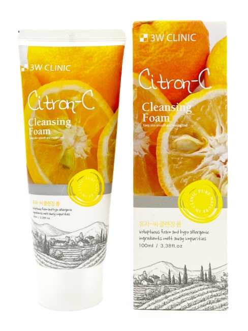 3W Clinic Пенка для умывания лица с экстрактом юдзу Citron-C Cleansing Foam, 100 мл