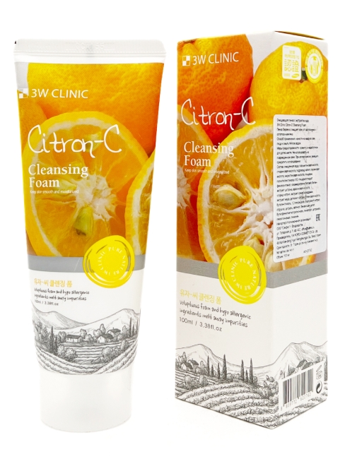 3W Clinic Пенка для умывания лица с экстрактом юдзу Citron-C Cleansing Foam, 100 мл
