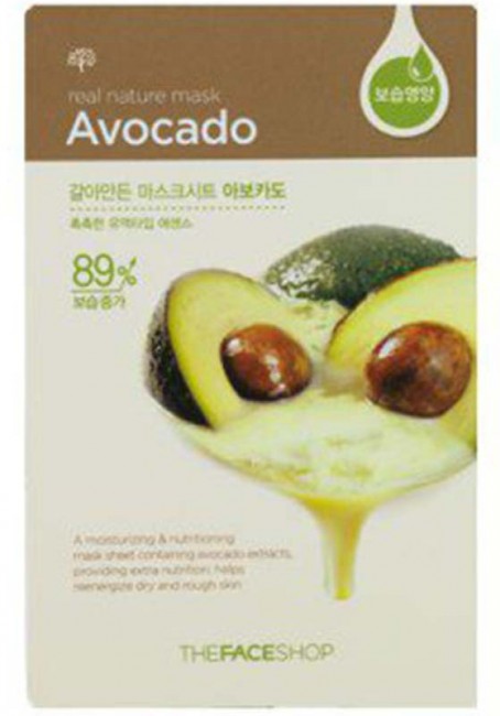 THE FACE SHOP Real Nature Avocado Face Mask Тканевая маска с экстрактом авокадо, 20 г THE FACE SHOP Real Nature Avocado Face Mask Тканевая маска с экстрактом авокадо, 20 г