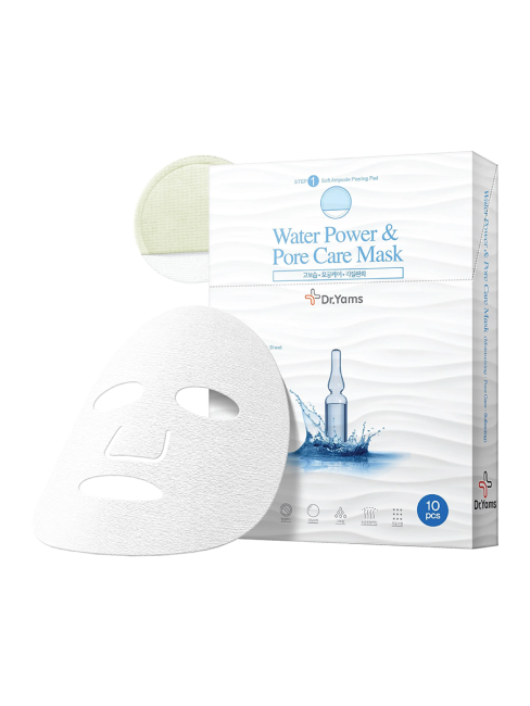 Dr.Yams Маска для лица тканевая двухшаговая ультратонкая (маска, диск для пилинга) Water Power & Pore Care Mask, 1 шт Dr.Yams Маска для лица тканевая двухшаговая ультратонкая (маска, диск для пилинга) Water Power & Pore Care Mask, 1 шт