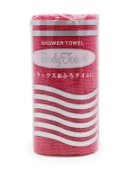 Sungbo Cleamy Мочалка для тела с плетением «Волна» в рулоне мягкая темно-розовая Roll-Wave Shower Towel Darkpink 28х95 см, 1 шт