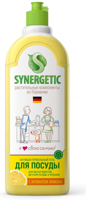 Synergetic Биоразлагаемое концентрированное средство для мытья посуды Лимон, 1 л