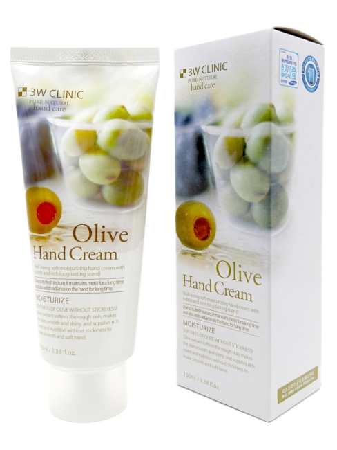 3W Clinic Крем для рук увлажняющий с экстрактом оливы Moisturizing Olive Hand Cream, 100 мл