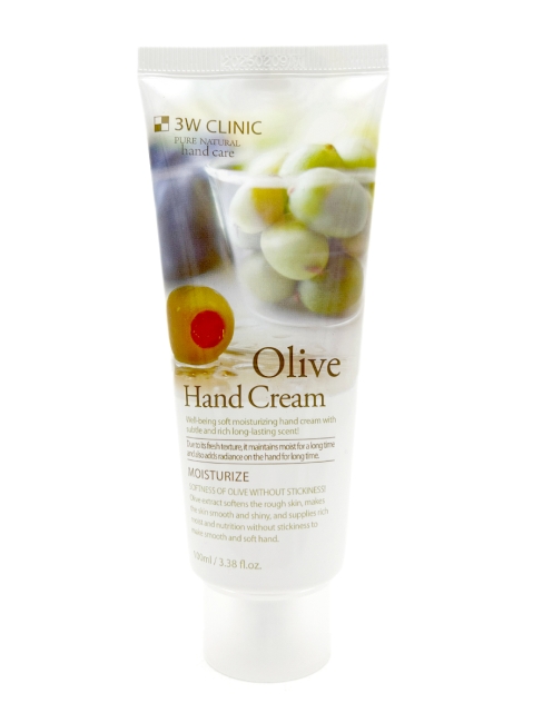 3W Clinic Крем для рук увлажняющий с экстрактом оливы Moisturizing Olive Hand Cream, 100 мл