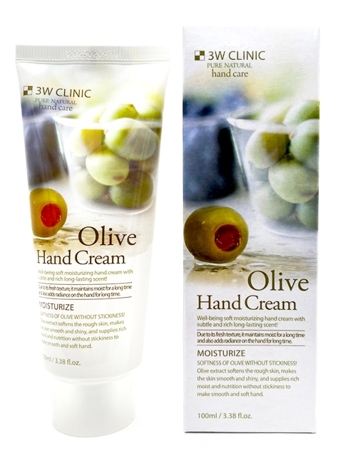 3W Clinic Крем для рук увлажняющий с экстрактом оливы Moisturizing Olive Hand Cream, 100 мл