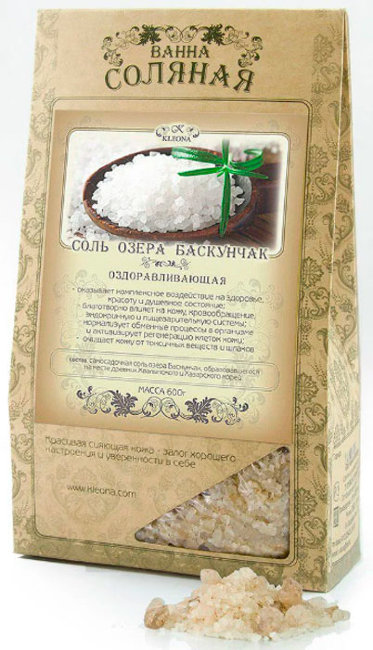 Kleona Соль для ванн "Соль озера Баскунчак" без добавок, 600 г