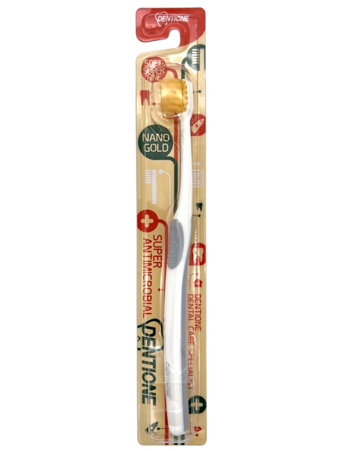 EQ Maxon Зубная щетка с ионами золота, средней жесткости сверхтонкие щетинки Dentone Nano Gold Toothbrush Grey, 1 шт EQ Maxon Зубная щетка с ионами золота, средней жесткости сверхтонкие щетинки Dentone Nano Gold Toothbrush Grey, 1 шт