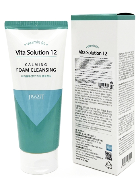 Jigott Пенка для умывания успокаивающая с витамином B5 Vita Solution 12 Calming Foam Cleansing, 180 мл