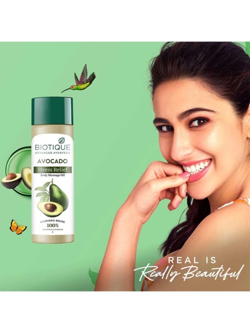 Biotique Масло для тела массажное расслабляющее Avocado Stress Relief Mody Massage Oil, 200 мл Biotique Масло для тела массажное расслабляющее Avocado Stress Relief Mody Massage Oil, 200 мл