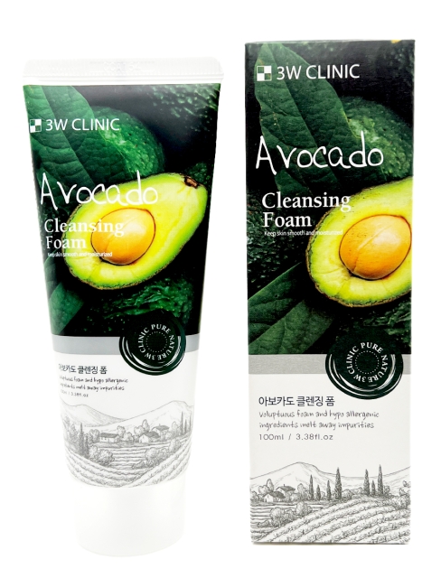 3W Clinic Пенка для умывания лица с экстрактом авокадо Avocado Cleansing Foam, 100 мл