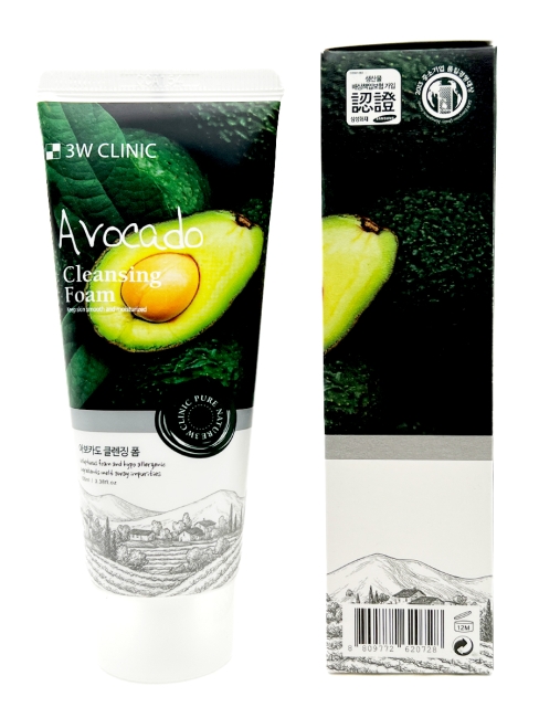 3W Clinic Пенка для умывания лица с экстрактом авокадо Avocado Cleansing Foam, 100 мл