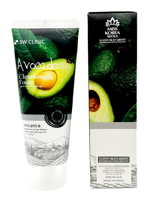 3W Clinic Пенка для умывания лица с экстрактом авокадо Avocado Cleansing Foam, 100 мл