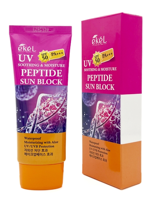 Ekel Солнцезащитный крем с пептидами для лица и тела Soothing & Moisture Peptide Sun Block SPF50/PA+++, 70 мл Ekel Солнцезащитный крем с пептидами для лица и тела Soothing & Moisture Peptide Sun Block SPF50/PA+++, 70 мл
