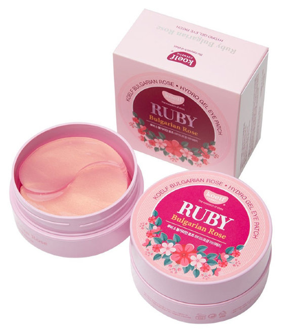 Koelf Ruby & Bulgarian Rose Hydro Gel Eye Patch Гидрогелевые патчи для кожи вокруг глаз с рубиновой пудрой и розовым маслом, 60 шт