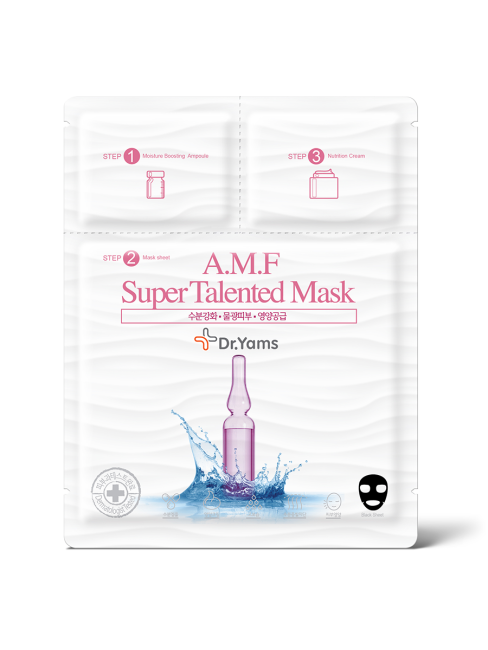 Dr.Yams Маска для лица тканевая трехшаговая (маска, сыворотка, крем) A.M.F. Super Talented Mask, 1 шт