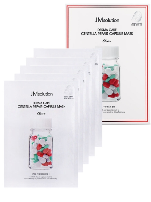 JMsolution Маска для лица с центеллой Derma Care Centella Repair Capsule Mask Clear, 5 шт*30 мл JMsolution Маска для лица с центеллой Derma Care Centella Repair Capsule Mask Clear, 5 шт*30 мл