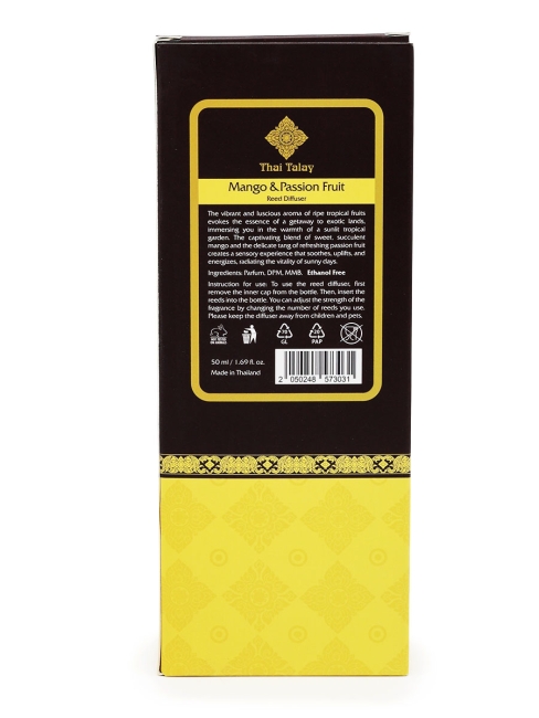 Thai Talay Аромадиффузор с палочками Манго и Маракуйя Aroma Oil Essense Reed Diffuser Mango-Passion Fruit, 50 мл Thai Talay Аромадиффузор с палочками Манго и Маракуйя Aroma Oil Essense Reed Diffuser Mango-Passion Fruit, 50 мл