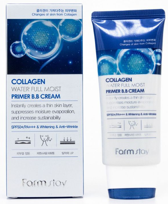 FarmStay ВВ-крем с коллагеном увлажняющий Collagen Water Full Moist Primer BB Cream SPF50/PA+++, 50 мл