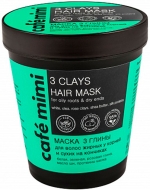 Кафе красоты Le Cafe Mimi Маска 3 глины для волос жирных у корней и сухих на кончиках, 220 мл