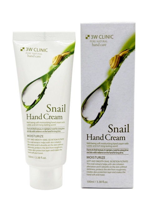 3W Clinic Крем для рук увлажняющий с муцином улитки Moisturizing Snail Hand Cream, 100 мл