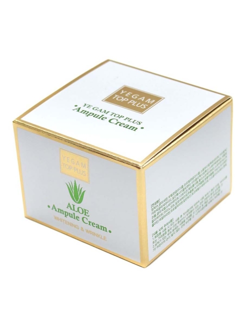 Ye Gam Top Plus Крем для лица ампульный с экстрактом алоэ Aloe Ampule Cream Whitening & Wrinkle, 80 мл