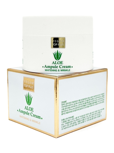 Ye Gam Top Plus Крем для лица ампульный с экстрактом алоэ Aloe Ampule Cream Whitening & Wrinkle, 80 мл