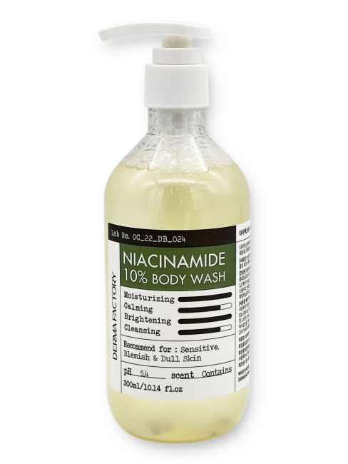 Derma Factory Успокаивающий гель для душа с Ниацинамидом Niacinamide 10% Body Wash, 300 мл