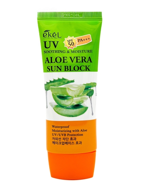 Ekel Увлажняющий солнцезащитный крем для лица и тела с соком алое Soothing&Moisture Aloe Vera Sun Block SPF 50 PA+++, 70 мл