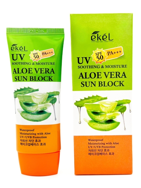 Ekel Увлажняющий солнцезащитный крем для лица и тела с соком алое Soothing&Moisture Aloe Vera Sun Block SPF 50 PA+++, 70 мл