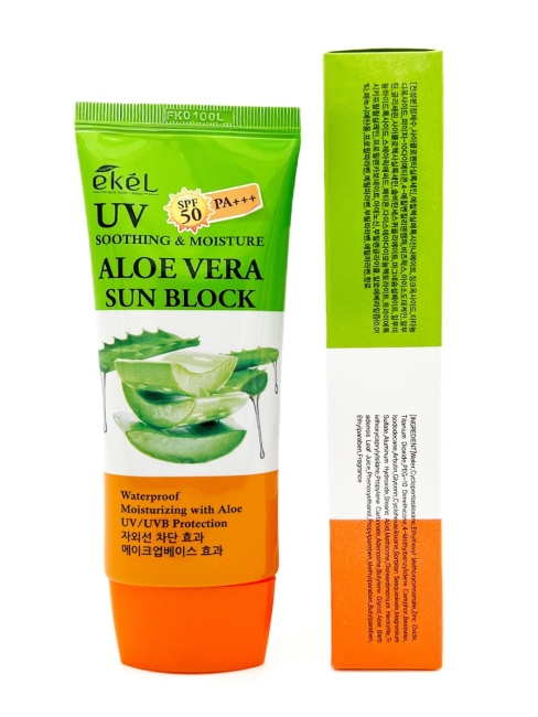Ekel Увлажняющий солнцезащитный крем для лица и тела с соком алое Soothing&Moisture Aloe Vera Sun Block SPF 50 PA+++, 70 мл