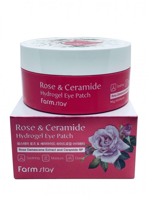 FarmStay Гидрогелевые патчи для глаз с экстрактом розы и керамидами Rose & Ceramide Hydrogel Eye Patch, 60 шт FarmStay Гидрогелевые патчи для глаз с экстрактом розы и керамидами Rose & Ceramide Hydrogel Eye Patch, 60 шт