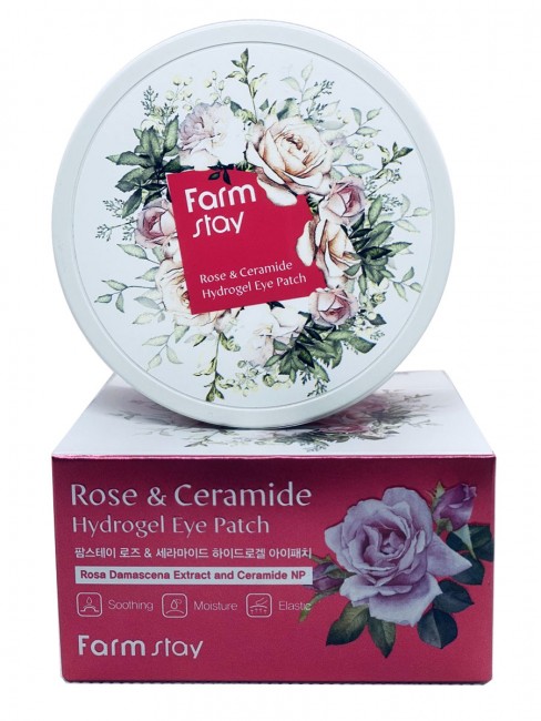 FarmStay Гидрогелевые патчи для глаз с экстрактом розы и керамидами Rose & Ceramide Hydrogel Eye Patch, 60 шт FarmStay Гидрогелевые патчи для глаз с экстрактом розы и керамидами Rose & Ceramide Hydrogel Eye Patch, 60 шт