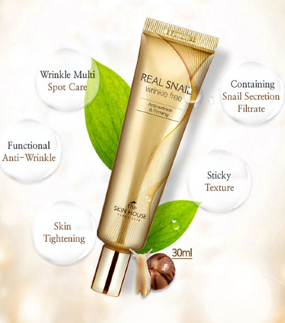 The Skin House Real Snail Wrinkle Free Укрепляющий и восстанавливающий крем от морщин с экстрактом улитки, 30 мл