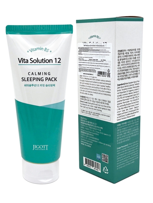 Jigott Маска для лица ночная успокаивающая с витамином B5 Vita Solution 12 Calming Sleeping Pack, 180 мл Jigott Маска для лица ночная успокаивающая с витамином B5 Vita Solution 12 Calming Sleeping Pack, 180 мл