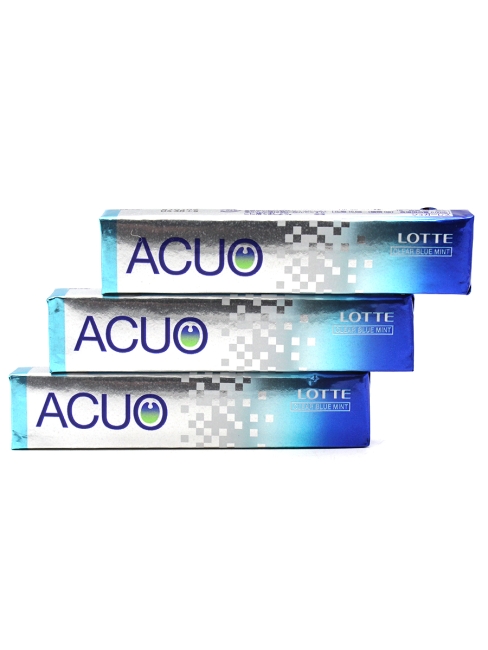 LOTTE Жевательная резинка без сахара голубая мята 3 пачки ACUO Clear Blue Mint, 3х21 г