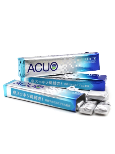 LOTTE Жевательная резинка без сахара голубая мята 3 пачки ACUO Clear Blue Mint, 3х21 г