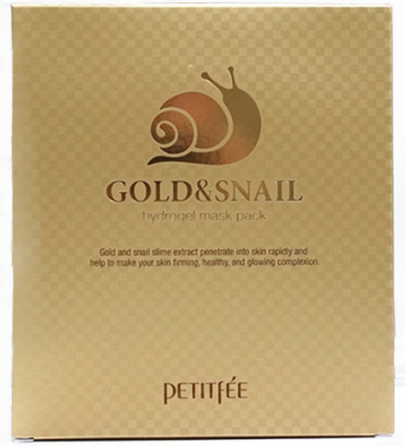 Petitfee Gold & Snail Hydrogel Mask Pack Гидрогелевая маска для лица с золотом и улиточным муцином, 30 г