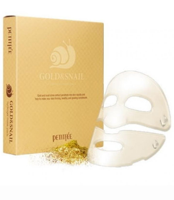 Petitfee Gold & Snail Hydrogel Mask Pack Гидрогелевая маска для лица с золотом и улиточным муцином, 30 г
