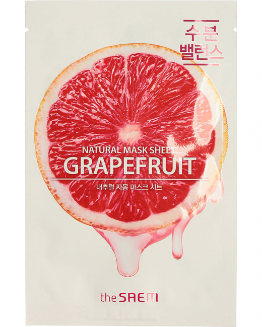 The Saem Маска на тканевой основе для лица с экстрактом грейпфрута Natural Grapefruit Mask Sheet, 21 мл