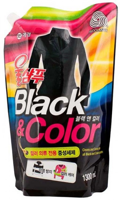 KeraSys Wool Shampoo Black&Color Жидкое средство для стирки черного и цветного белья, 1,3 л