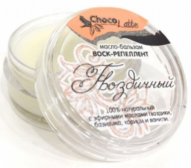 ChocoLatte Воск-Репеллент Гвоздичный с эфирным маслом гвоздики, корицы, ванили, базилика, 10 мл ChocoLatte Воск-Репеллент Гвоздичный с эфирным маслом гвоздики, корицы, ванили, базилика, 10 мл